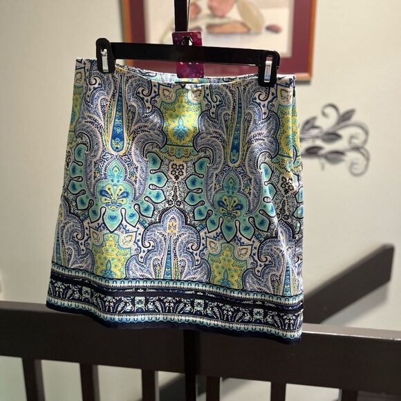 Talbots Vibrant Blue and Yellow Pencil Skirt #DO197 - Picture 4 of 6